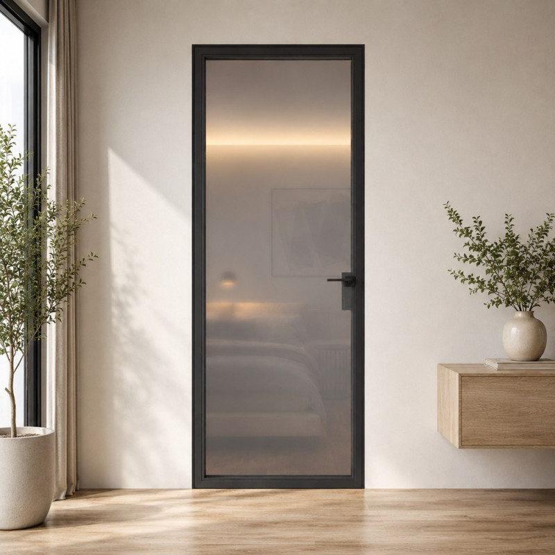 Interiérové dvere Top-Glass, priesvitné sklo, skrytá montáž — Omega