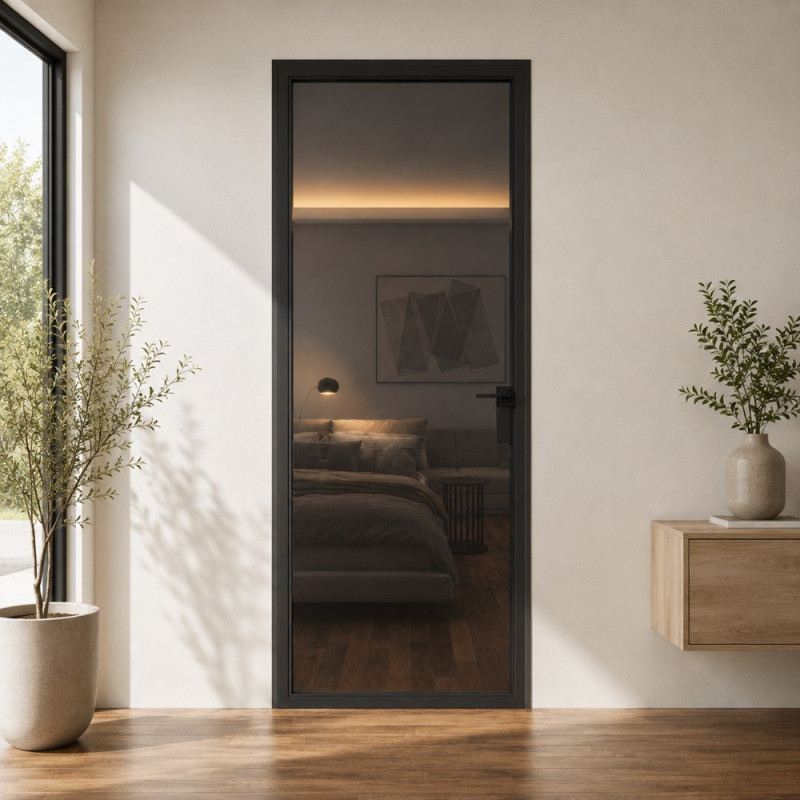 Interiérové dvere Top-Glass, priesvitné sklo, skrytá montáž — Omega