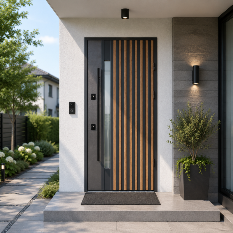 Secure entrance door HRD Rio S Loft for house with glass